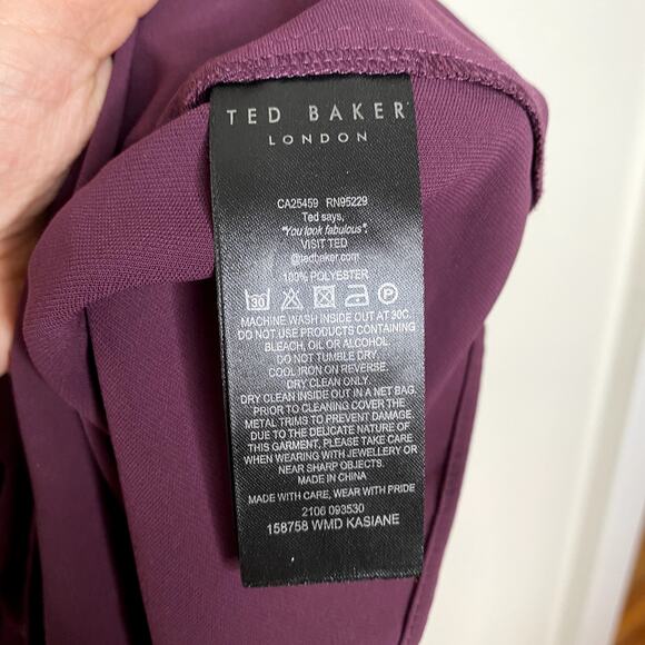 TED BAKER LONDON Kasiane Burgundy Poplin Exposed Zip Hourglass Midi Dress Sz XS - Picture 7 of 11